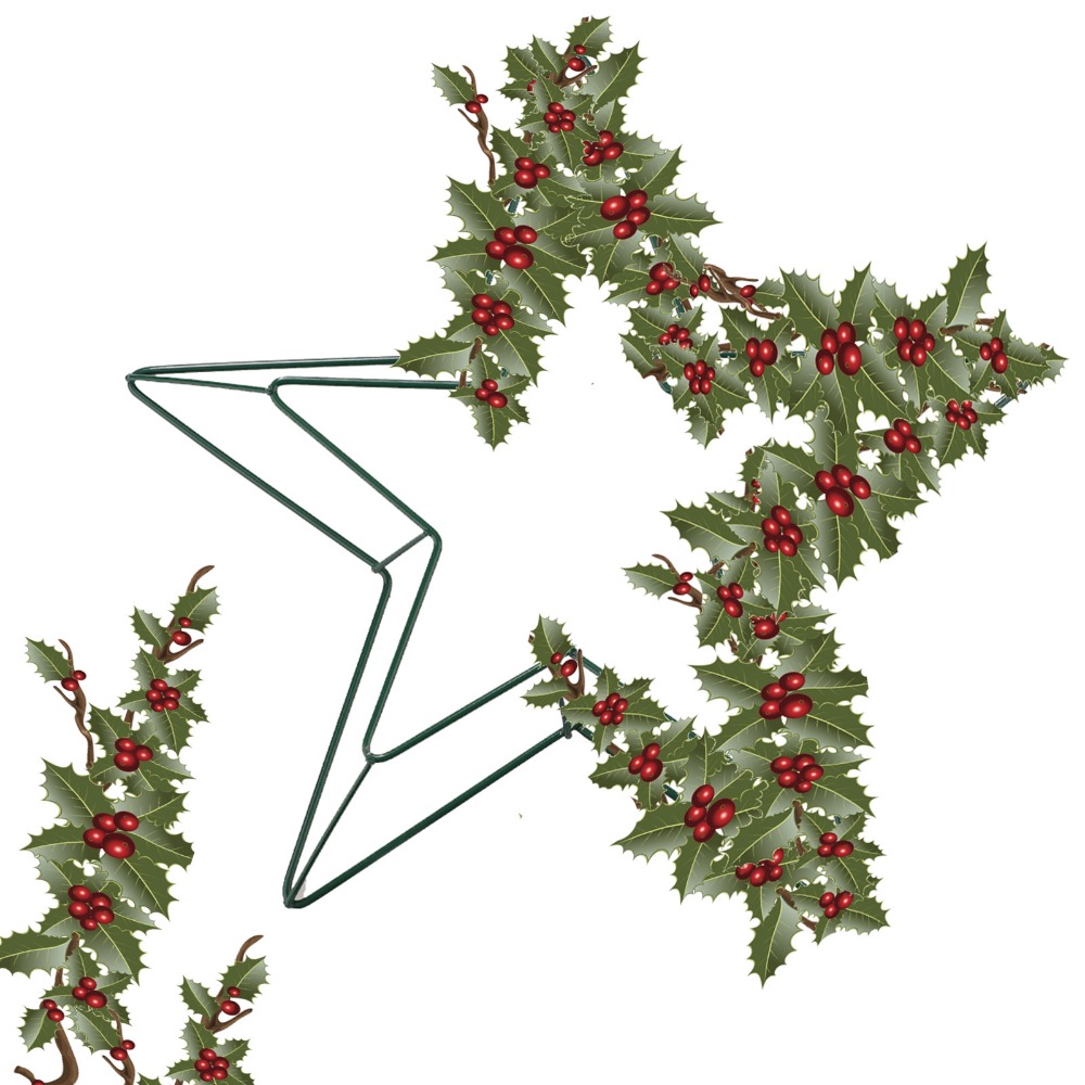 Wreath Form Wire - โครงลวดโลหะรูปดาวสำหรับตกแต่งพวงหรีด ขนาด 11.8 นิ้ว โครงลวดรูปดาวสีเขียว สำหรับทำพวงหรีด