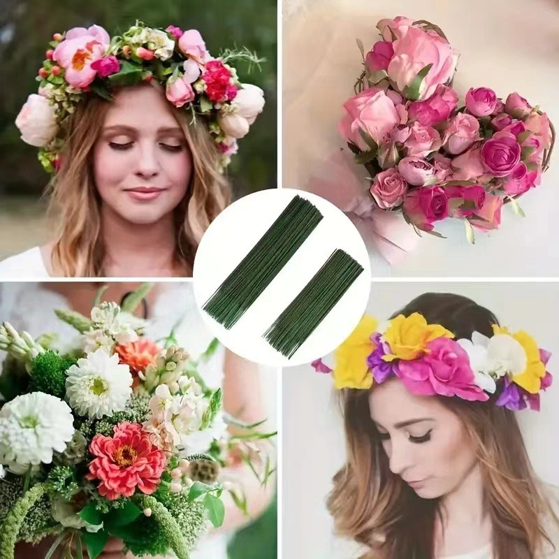 Florist Wreath Supply - 100 ชิ้นดอกไม้ Stem, ประดิษฐ์ดอกไม้ Rod, สีเขียว