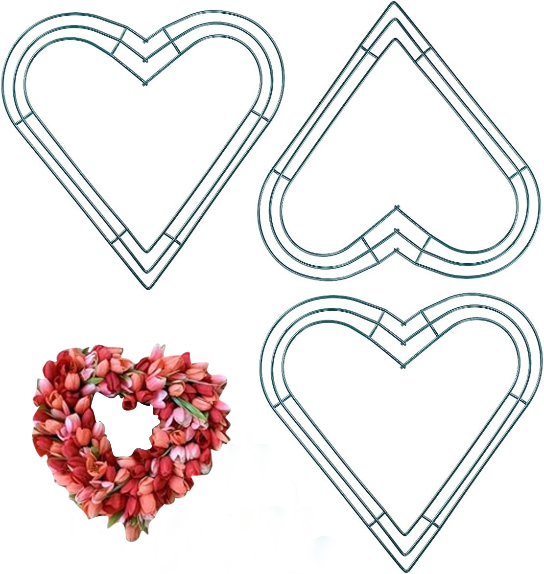 Wreath Form Wire - กรอบพวงหรีดโลหะรูปหัวใจพรีเมี่ยม3แพ็ค12นิ้วพวงหรีดวันหยุดแบบ DIY สำหรับวันวาเลนไทน์ของตกแต่งวันคริสต์มาสปีใหม่